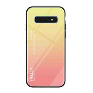 Gradient Color Glass Protective Case for Galaxy S10 Plus(Yellow)