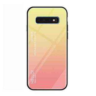 Gradient Color Glass Protective Case for Galaxy S10 E (Yellow)
