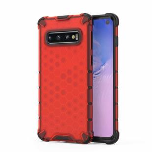 Honeycomb Shockproof PC + TPU Case for Galaxy S10 (Red)