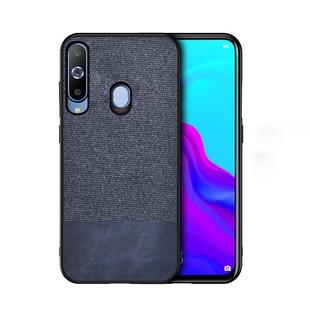 Shockproof Splicing PU + Cloth Protective Case for Galaxy A50 (Blue)