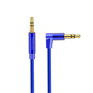 AV01 3.5mm Male to Male Elbow Audio Cable, Length: 50cm(Blue)