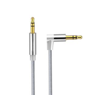 AV01 3.5mm Male to Male Elbow Audio Cable, Length: 50cm(Silver Grey)