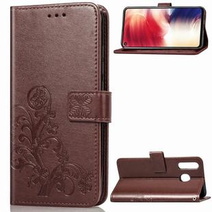 Lucky Clover Pressed Flowers Pattern Leather Case for Galaxy A8s, with Holder & Card Slots & Wallet & Hand Strap (Brown)