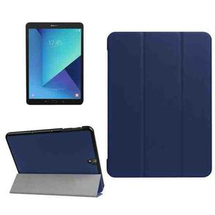 For Galaxy Tab S3 9.7 inch T820 / T825 Custer Texture Horizontal Flip Leather Case with 3-folding Holder(Dark Blue)