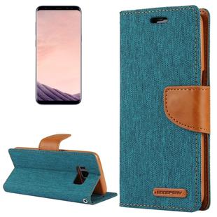 GOOSPERY CANVAS DIARY for Galaxy S8 Canvas Texture Horizontal Flip Leather Case with Card Slots & Wallet & Holder(Green)