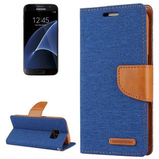 GOOSPERY CANVAS DIARY for Samsung  Galaxy S7 Canvas Texture Horizontal Flip Leather Case with Card Slots & Wallet & Holder(Baby Blue)