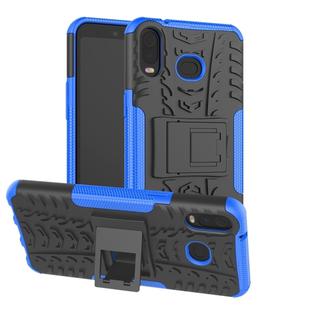 Tire Texture TPU+PC Shockproof Case for Galaxy A6s, with Holder (Blue)