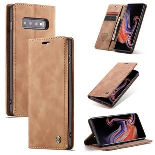 CaseMe-013 Multifunctional Retro Frosted Horizontal Flip Leather Case for Galaxy S10 Plus, with Card Slot & Holder & Wallet (Brown)