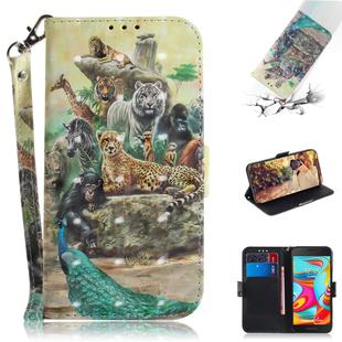 3D Colored Drawing Animals Pattern Horizontal Flip Leather Case for Galaxy A2 Core, with Holder & Card Slots & Wallet