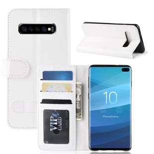 R64 Texture Single Fold Horizontal Flip Leather Case for Galaxy S10+, with Holder & Card Slots & Wallet (White)