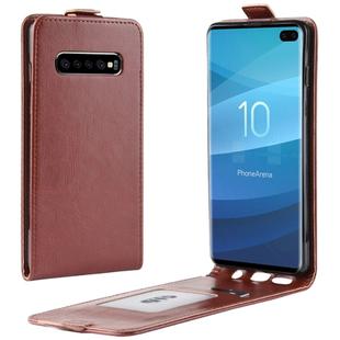 Business Style Vertical Flip TPU Leather Case for Galaxy S10+, with Card Slot (Brown)