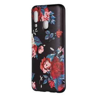 Embossed Painted Red Flower Pattern TPU Case for Galaxy A40