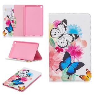 Colored Drawing Two Butterflies Pattern Horizontal Flip Leather Case for Galaxy Tab A 8 (2019) P200 / P205, with Holder & Card Slots & Wallet