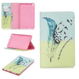 Colored Drawing Feather Bird Pattern Horizontal Flip Leather Case for Galaxy Tab A 8 (2019) P200 / P205, with Holder & Card Slots & Wallet
