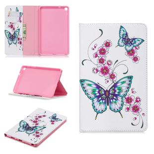 Colored Drawing Peach Blossom and Butterfly Pattern Horizontal Flip Leather Case for Galaxy Tab A 8 (2019) P200 / P205, with Holder & Card Slots & Wallet