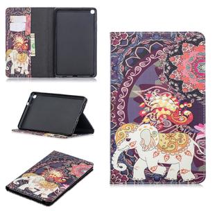 Colored Drawing Flower Elephant Pattern Horizontal Flip Leather Case for Galaxy Tab A 8 (2019) P200 / P205, with Holder & Card Slots & Wallet