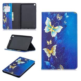 Colored Drawing Golden Butterfly Pattern Horizontal Flip Leather Case for Galaxy Tab A 8 (2019) P200 / P205, with Holder & Card Slots & Wallet