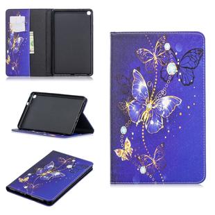 Colored Drawing Purple Butterfly Pattern Horizontal Flip Leather Case for Galaxy Tab A 8 (2019) P200 / P205, with Holder & Card Slots & Wallet