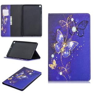 Colored Drawing Purple Butterfly Pattern Horizontal Flip Leather Case for Galaxy Tab A 10.1 (2019) T510 / T515, with Holder & Card Slots & Wallet