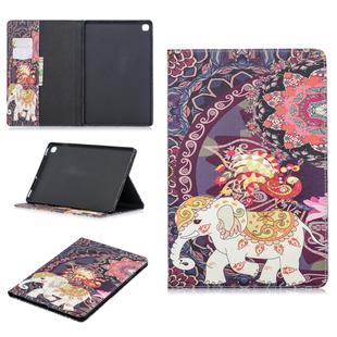 Colored Drawing Flower Elephant Pattern Horizontal Flip Leather Case for Galaxy Tab S5e 10.5 T720 / T725, with Holder & Card Slots & Wallet