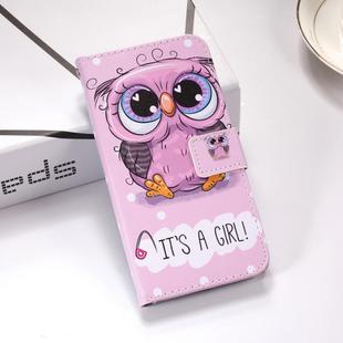 Cute Owl Pattern Colored Drawing Horizontal Flip Leather Case for Galaxy S10, with Holder & Card Slots & Wallet & Lanyard