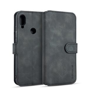 DG.MING Retro Oil Side Horizontal Flip Case for Galaxy A40, with Holder & Card Slots & Wallet (Black)