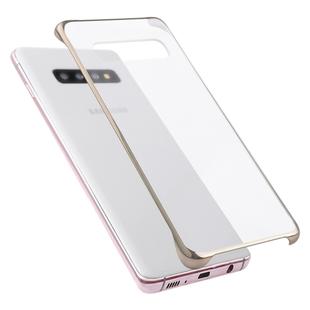 Ultra-thin Transparent Plating PC Protestive Back Case for Galaxy S10+ (Gold)