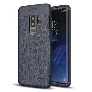 For Galaxy S9+ Litchi Texture Soft TPU Anti-skip Protective Cover Back Case(Navy Blue)