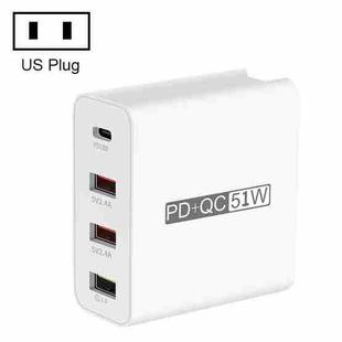 WLX-A6 4 Ports Quick Charging USB Travel Charger Power Adapter, US Plug
