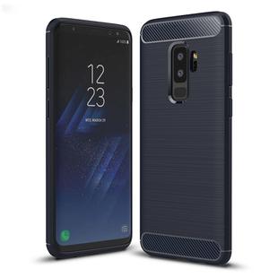 For Galaxy S9+ Brushed Carbon Fiber Texture Soft TPU Anti-skip Protective Cover Back Case(Navy Blue)