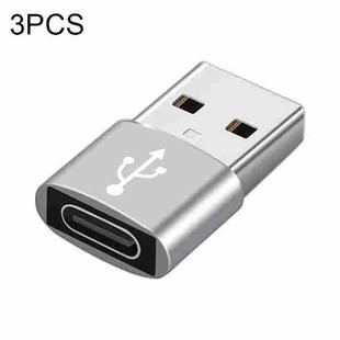 3 PCS USB-C / Type-C Female to USB 3.0 Male Aluminum Alloy Adapter, Support Charging & Transmission Data(Silver)