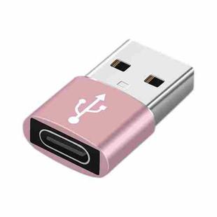 USB-C / Type-C Female to USB 2.0 Male Aluminum Alloy Adapter, Support Charging & Transmission(Pink)