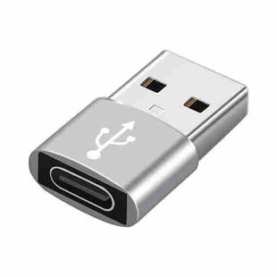 USB-C / Type-C Female to USB 2.0 Male Aluminum Alloy Adapter, Support Charging & Transmission(Silver)