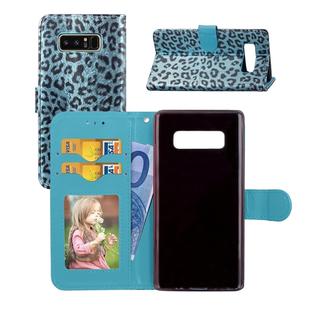 For Galaxy Note 8 Leopard Pattern Horizontal Flip Leather Case with Holder & Card Slots & Wallet & Photo Frame & Lanyard (Blue)