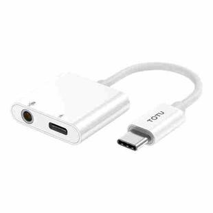 TOTUDESIGN EAUC-14 2 in 1 Multi-function Type-C + 3.5mm to Type-C Male Fast Charging & Music Audio & Card Reading Adapter(Call version)(White)
