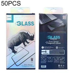 50 PCS Rhino Pattern Paper Outer + Plastic Inner Packaging Box for Tempered Glass Screen Protector