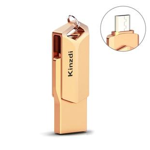 Kinzdi 16GB USB 2.0 Android Phone & Computer Dual-use Rotary Metal U Disk V9 (Rose Gold)