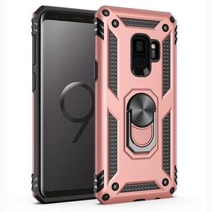 Armor Shockproof TPU + PC Protective Case for Galaxy S9, with 360 Degree Rotation Holder (Rose Gold)