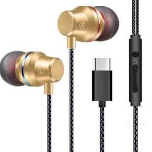 T1  USB-C / Type-C Interface In Ear Wired Stereo Earphone with Mic(Gold)