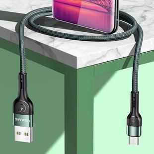 USAMS US-SJ450 U55 2A Micro USB Aluminum Alloy Weave Charging Cable, Length:1m(Green)