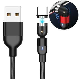 1m 2A Output USB to USB-C / Type-C Nylon Braided Rotate Magnetic Charging Cable(Black)