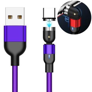 1m 2A Output USB to USB-C / Type-C Nylon Braided Rotate Magnetic Charging Cable(Purple)