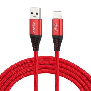 1.2m Nylon Braided Cord USB to Type-C Data Sync Charge Cable with 110 Copper Wires, Support Fast Charging(Red)