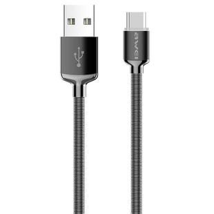 awei CL-26 0.3m 2.4A USB to USB-C / Type-C Metal Fast Charging Cable (Grey)