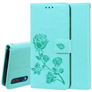 Rose Embossed Horizontal Flip PU Leather Case for Galaxy A50, with Holder & Card Slots & Wallet (Green)
