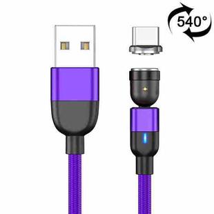 2m 3A Output USB to USB-C / Type-C 540 Degree Rotating Magnetic Data Sync Charging Cable (Purple)