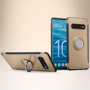 Shockproof Car Magnetic Case with 360 Degree Rotating Armor Ring for Galaxy S10(Gold)