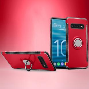 Shockproof Car Magnetic Case with 360 Degree Rotating Armor Ring for Galaxy S10(Red)