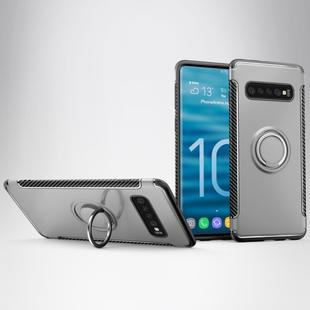 Shockproof Car Magnetic Case with 360 Degree Rotating Armor Ring for Galaxy S10(Silver)