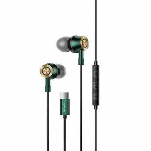 USAMS US-SJ482 EP-43 Wired In Ear USB-C / Type-C Interface Metal Digital HiFi Noise Reduction Earphones with Mic & Digital Chip, Length: 1.2m(Gradient Green)